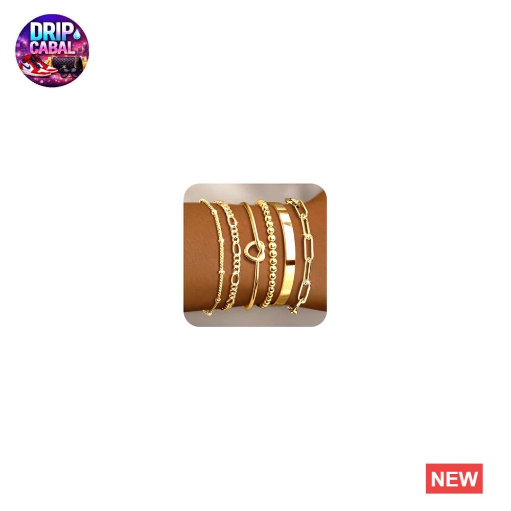 Gold Plated Bracelet Set Stackable Bangle Cuff La… - image 1